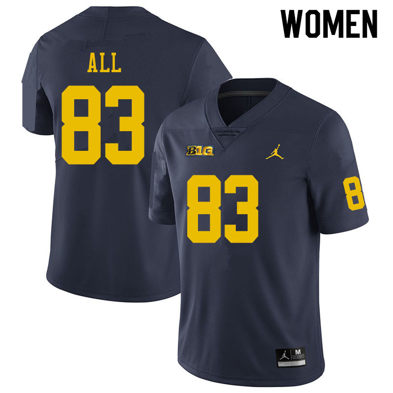 Women #83 Erick All Michigan Wolverines College Football Jerseys Sale-Navy